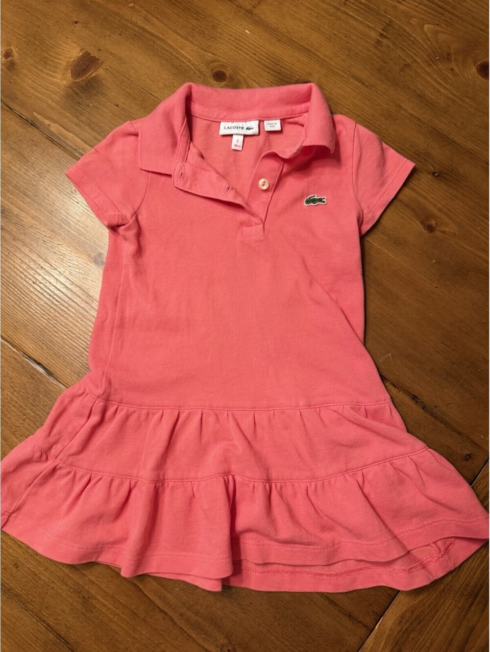 Lacoste Girls Classic Dress Pink short sleeve Size 2